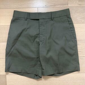 Helmut Lang Olive Green Flat-Front Men's Shorts